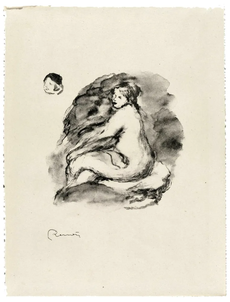 Lithografie Renoir - Étude de femme nue, assise, variante