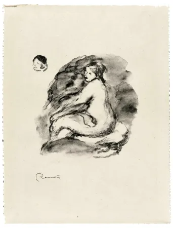 Lithografie Renoir - Étude de femme nue, assise, variante