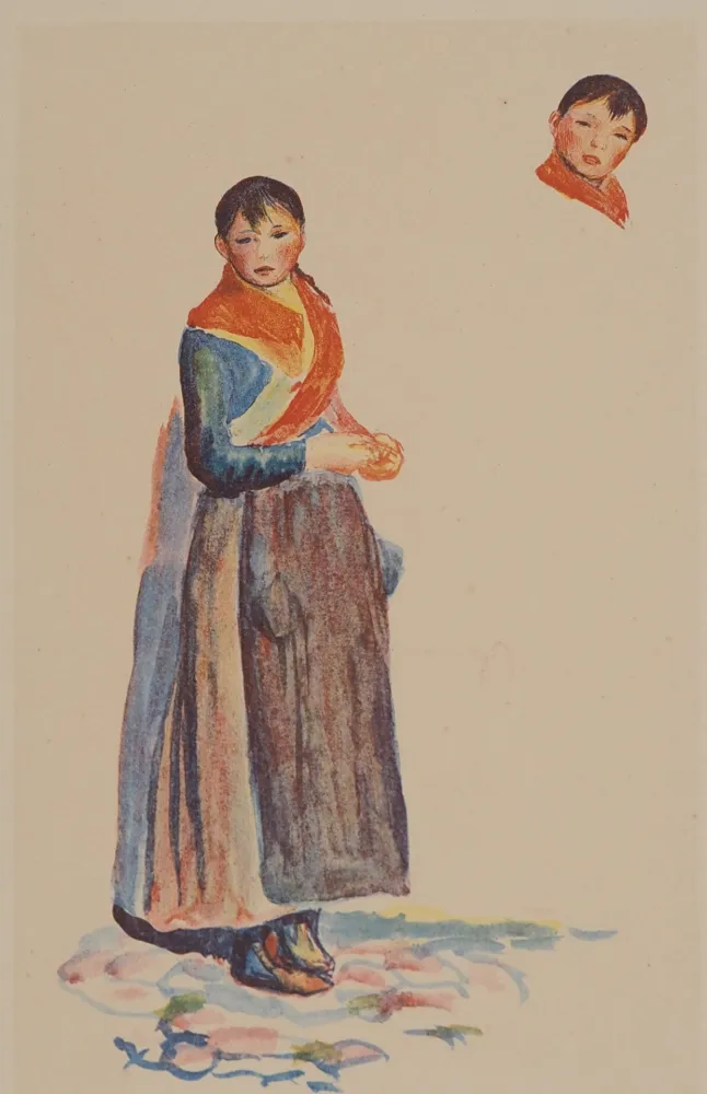 Lithografie Renoir - Jeune fille à la tresse