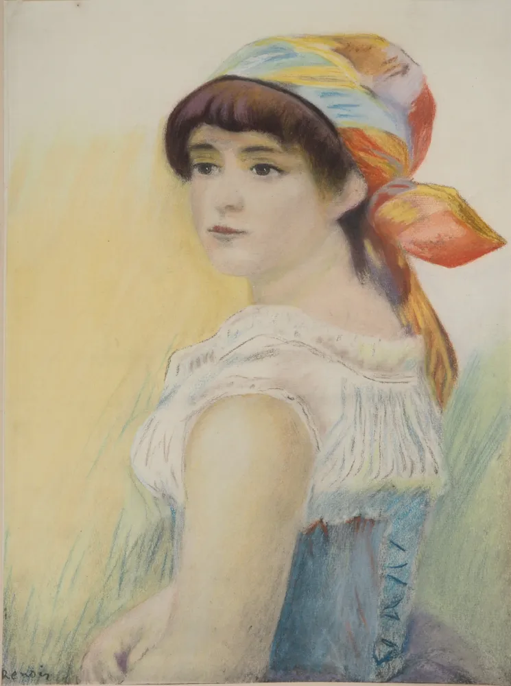 Lithografie Renoir - La jeune femme au foulard coloré