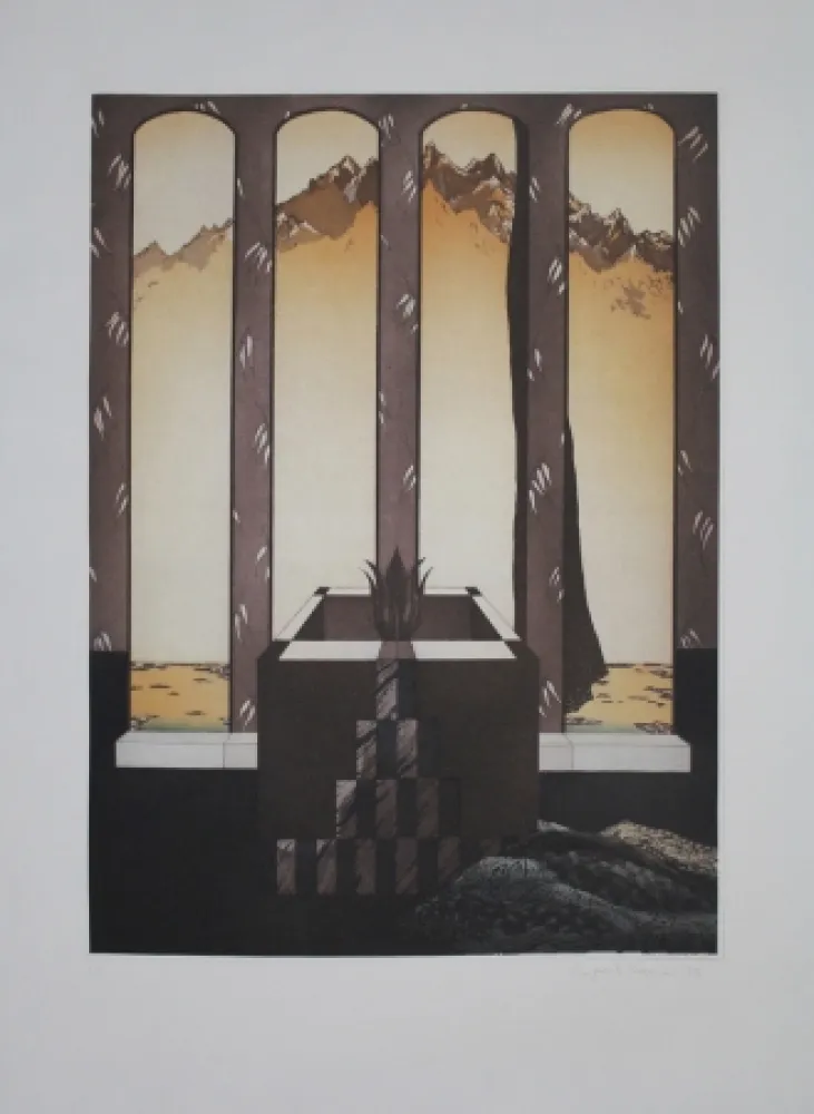 Ets En Aquatint Riemer - Blüte in Landschaft