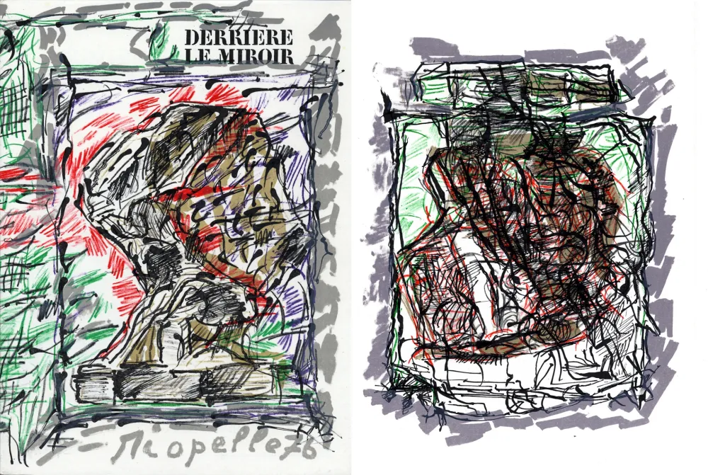Geïllustreerd Boek Riopelle - Derrière le Miroir n° 218. RIOPELLE. 4 LITHOGRAPHIES ORIGINALES. Mars 1976.