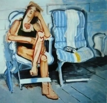 Zeefdruk Rivers - House of cards blue