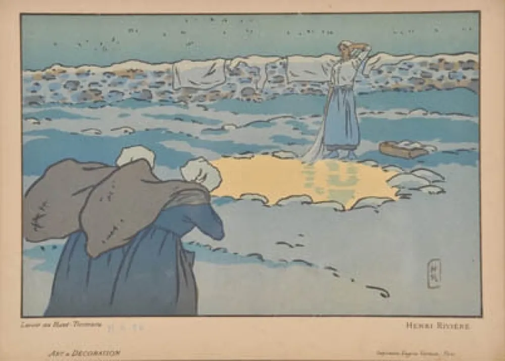 Lithografie Riviere - Lavoir au Haut-Trestraou