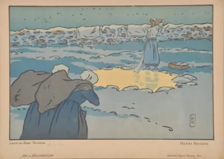 Lithografie Riviere - Lavoir au Haut-Trestraou