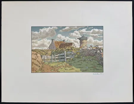 Lithografie Riviere - Vieux moulin à Loguivy