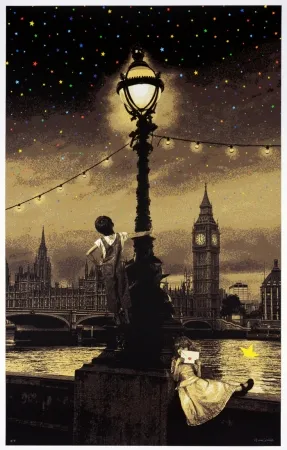 Zeefdruk Roamcouch - When you wish upon a star - London (sepia edition)