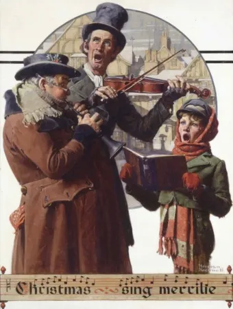 Lithografie Rockwell  - Christmas Trio/Christmas Sing Merrille