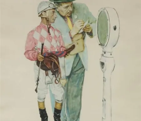 Lithografie Rockwell  - Jockey Weighing In