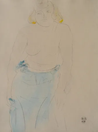 Gravure Rodin - Belle femme aux seins nus