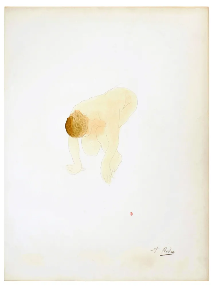Lithografie Rodin - Nu de femme