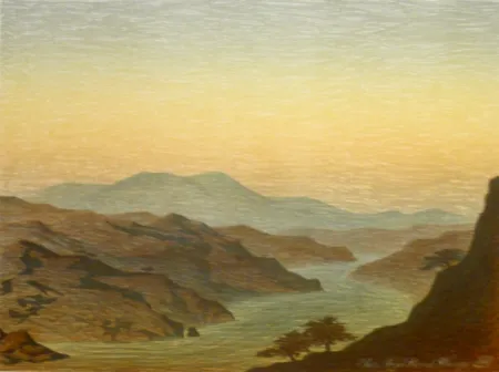 Lithografie Rodrigo - E come arivi grandi si convenne ver lo fiumerea