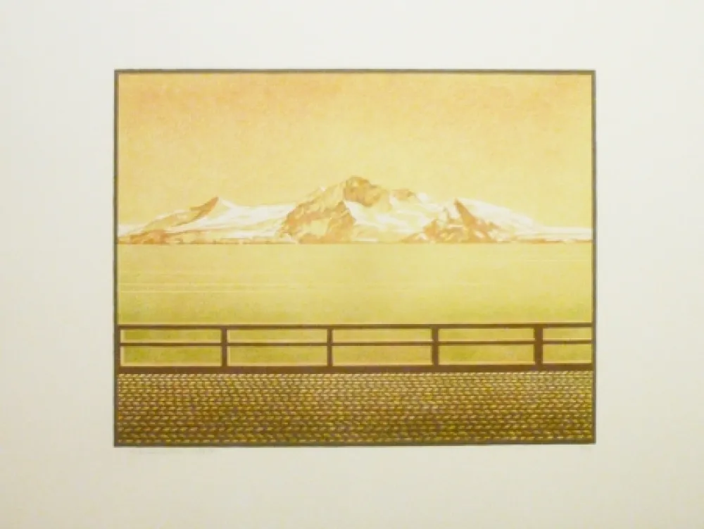 Lithografie Rodrigo - Las grandes montanas por las que el agua desciende