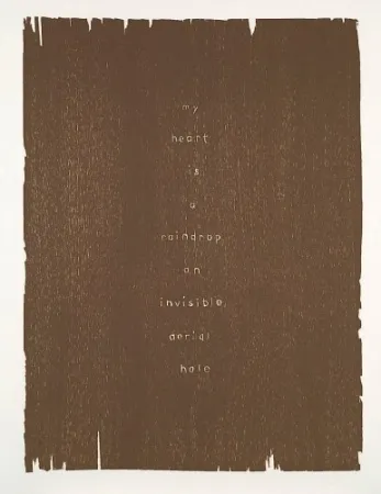 Houtsnede Rondinone - My heart is a raindrop an invisible aerial hole