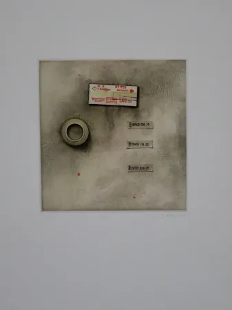 Ets En Aquatint Rösel - Die Fahrkarte wurde angerissen