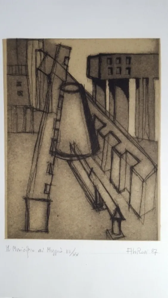 Ets En Aquatint Rossi - Il municipio di Muggiò