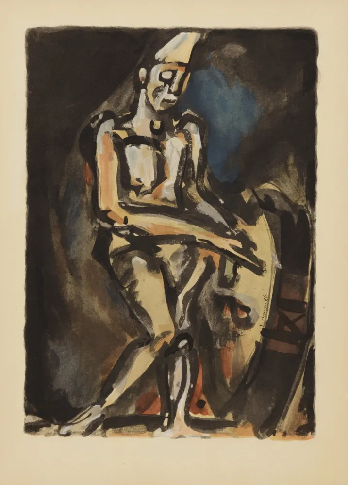 Lithografie Rouault (After) - Le Clown Musicien (1938), 1959
