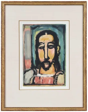 Ets En Aquatint Rouault - Christ de face