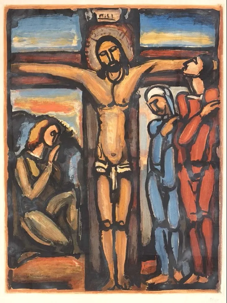Ets En Aquatint Rouault - Christ en Croix