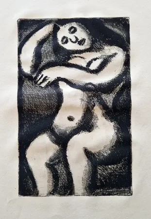 Aquatint Rouault - Nu assis