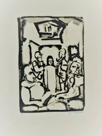 Ets En Aquatint Rouault - Passion W.345 Christ Et Les Exegetes