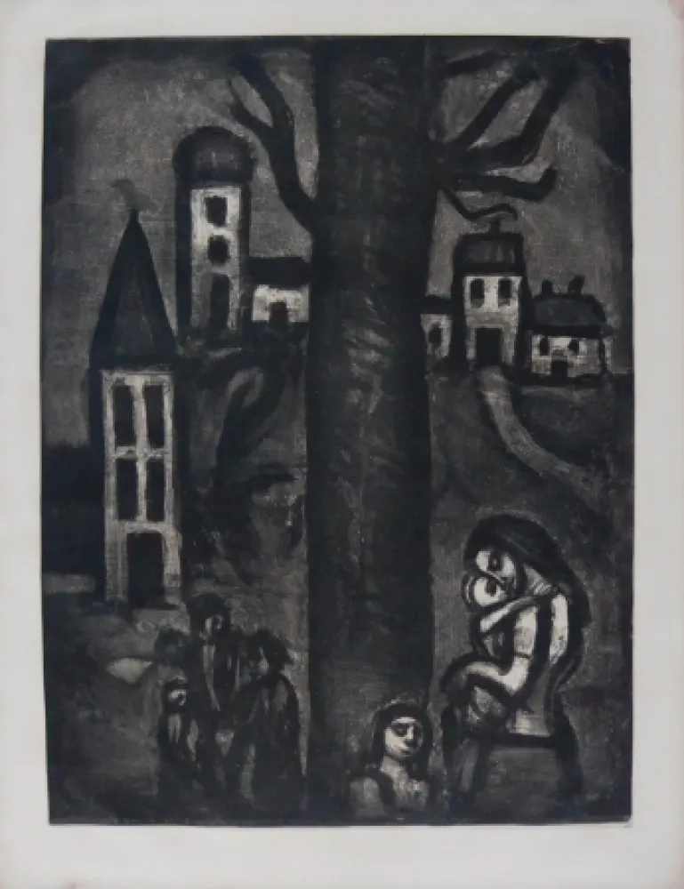 Ets En Aquatint Rouault - The Neighborhood of The Long Suffering