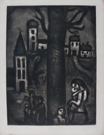 Ets En Aquatint Rouault - The Neighborhood of The Long Suffering