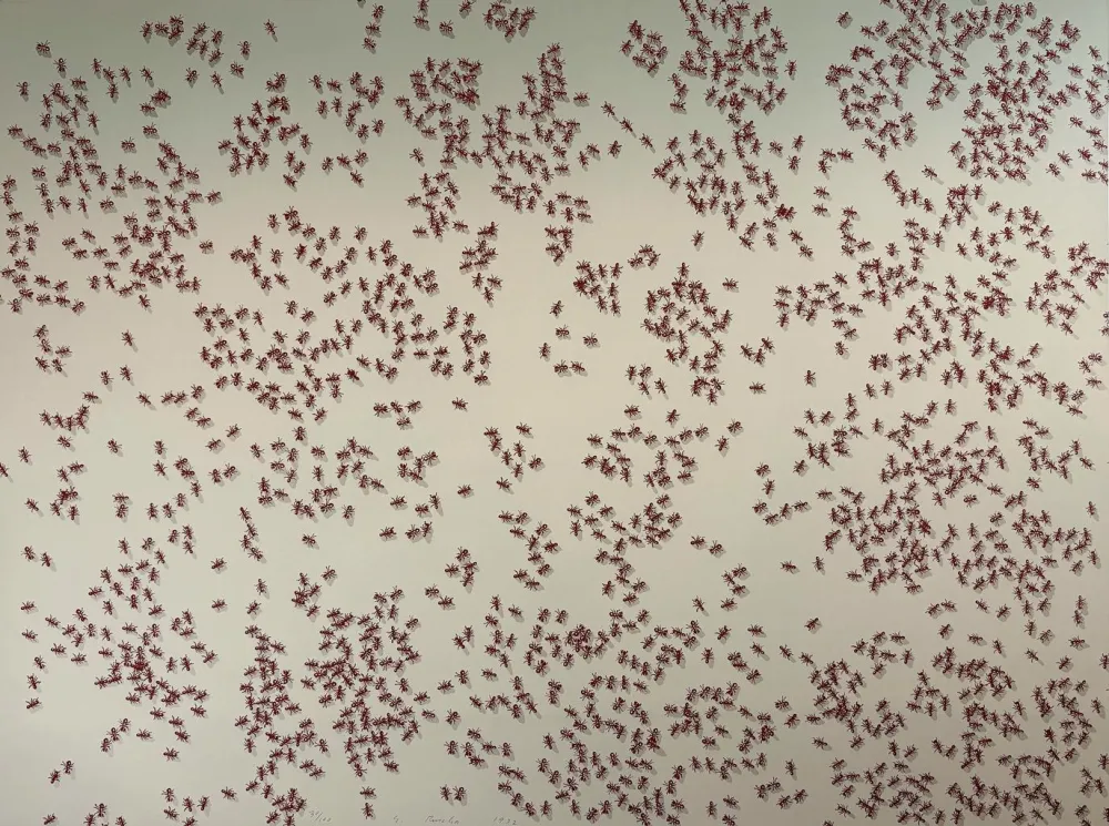 Zeefdruk Ruscha - Red Ants from the Insects Portfolio