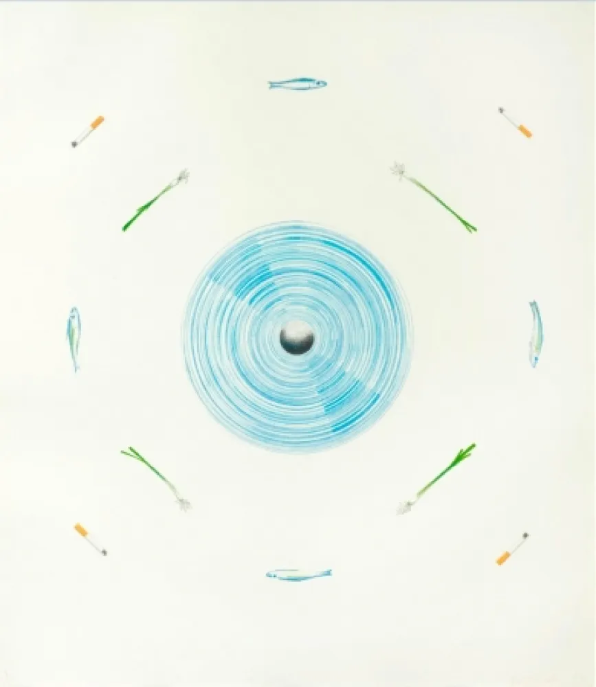 Lithografie Ruscha - The fan and its surroundings