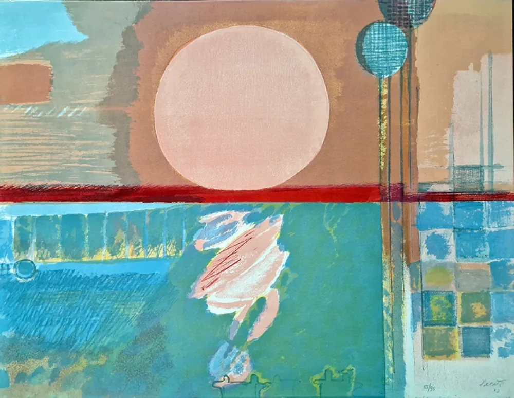 Lithografie Saetti - Vaporetto sotto il sole