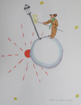 Lithografie Saint-Exupéry - L 'allumeur de réverbéres