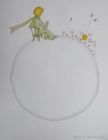 Lithografie Saint-Exupéry - Le coucher de soleil