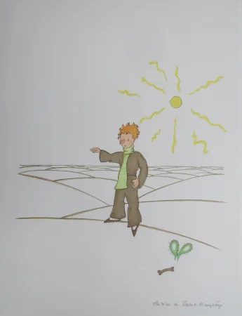 Lithografie Saint-Exupéry - Le petit prince dans le désert