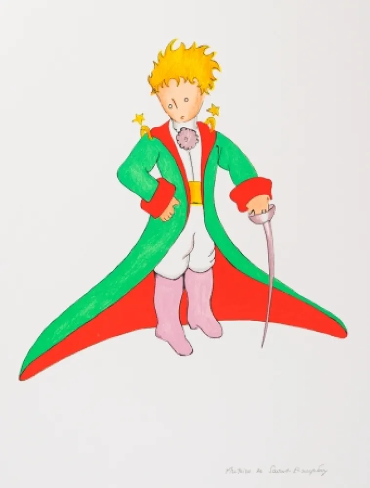 Lithografie Saint-Exupéry - Le Petit Prince en grand manteau