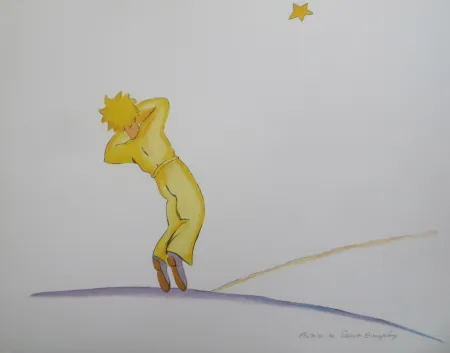Lithografie Saint-Exupéry - Le petit prince et l étoile