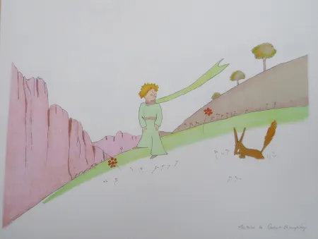 Lithografie Saint-Exupéry - Le petit prince et le renard