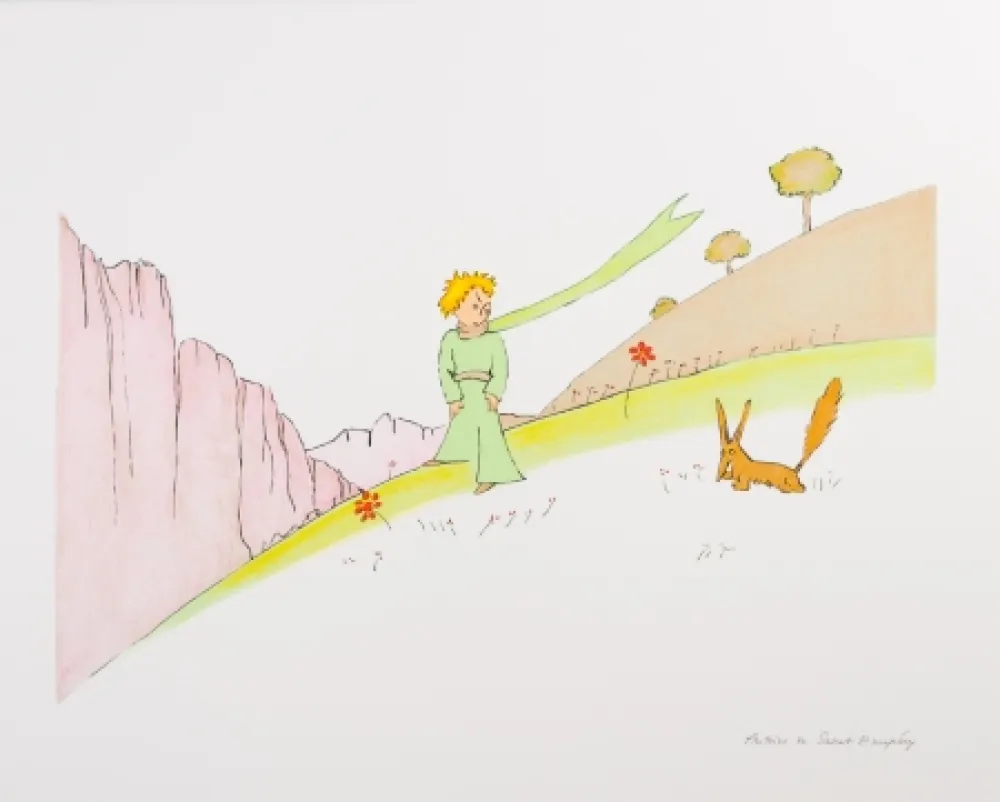 Lithografie Saint-Exupéry - Le Petit Prince et le renard