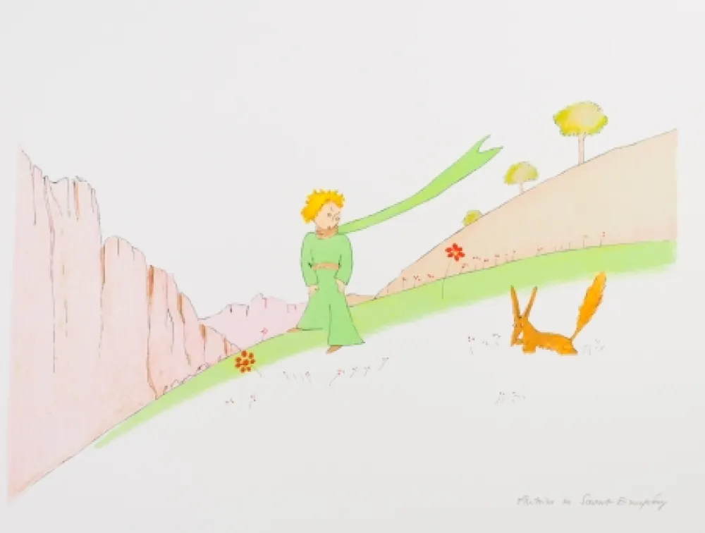 Lithografie Saint-Exupéry - Le Petit Prince et le renard