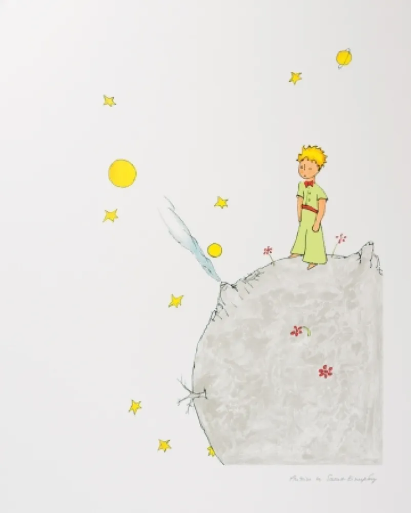 Lithografie Saint-Exupéry - Le Petit Prince sur l'astéroide B-612