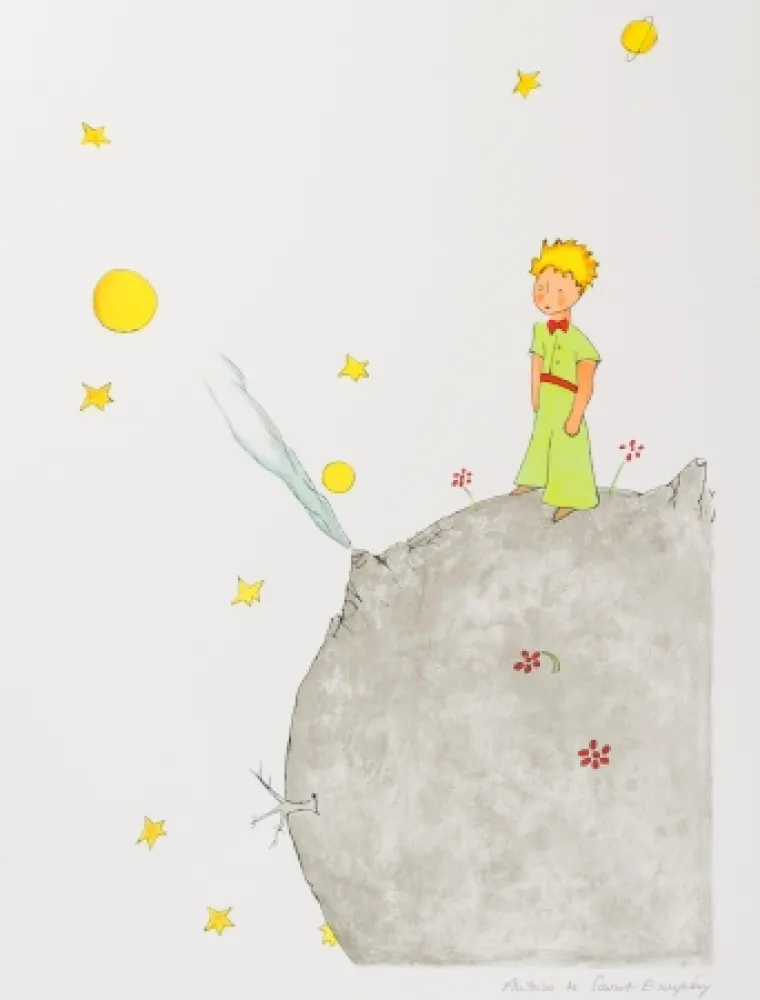Lithografie Saint-Exupéry - Le Petit Prince sur l'astéroide B-612