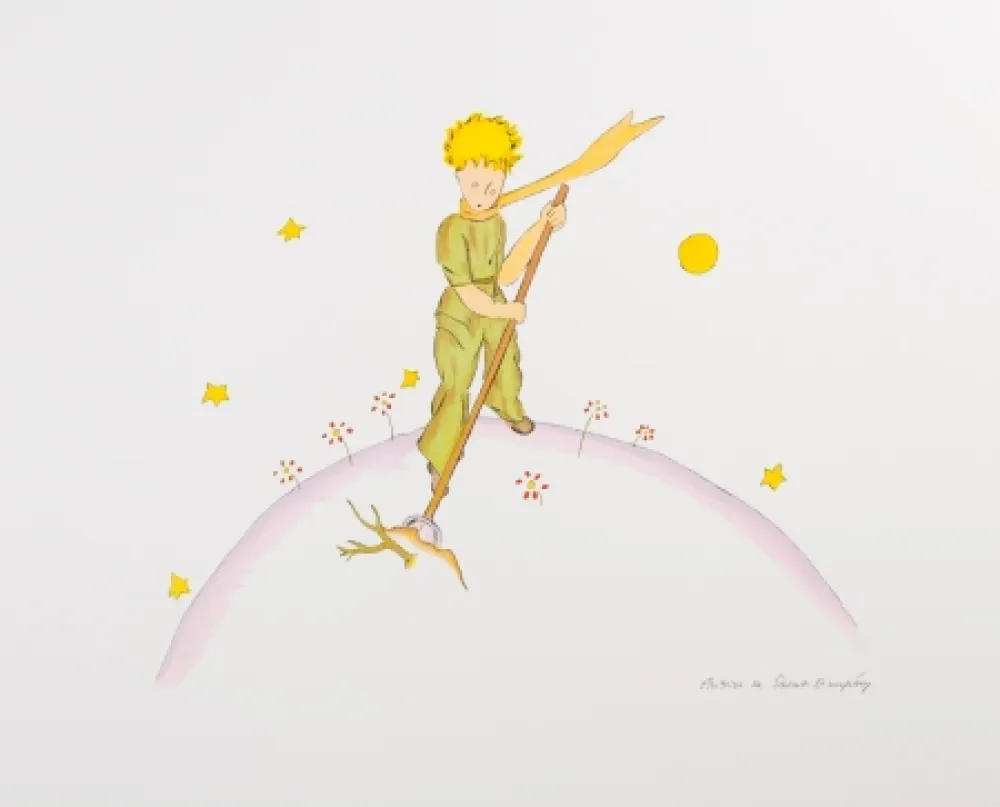Lithografie Saint-Exupéry - Le Petit Prince sur sa planète