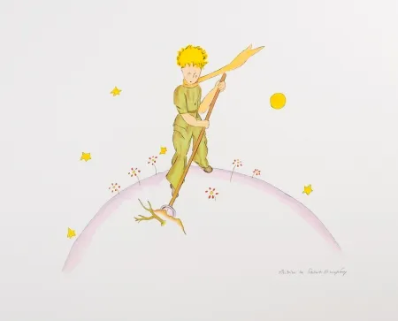 Lithografie Saint-Exupéry - Le Petit Prince sur sa planète