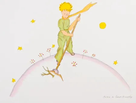 Lithografie Saint-Exupéry - Le Petit Prince sur sa planète