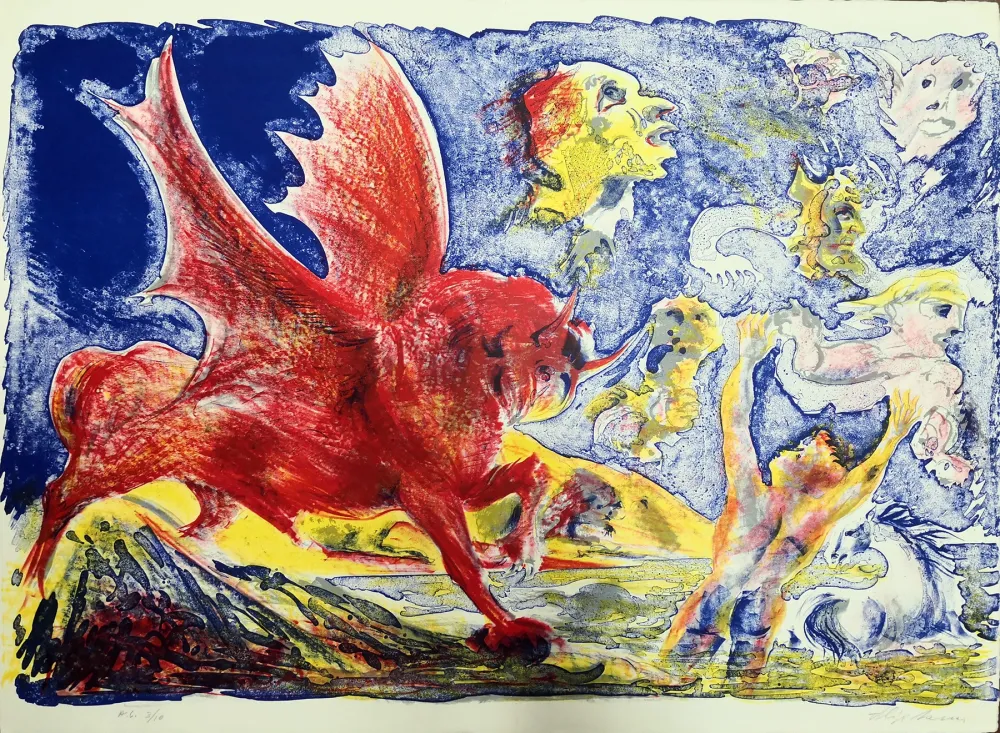 Lithografie Sassu - Le chimere