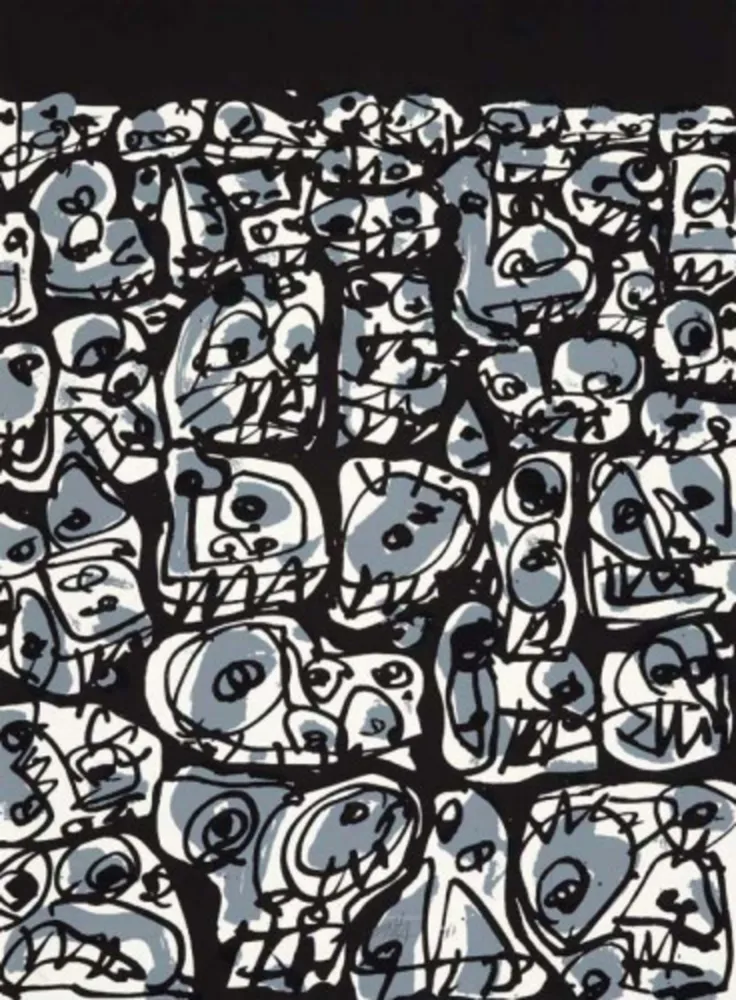 Zeefdruk Saura - Multitud