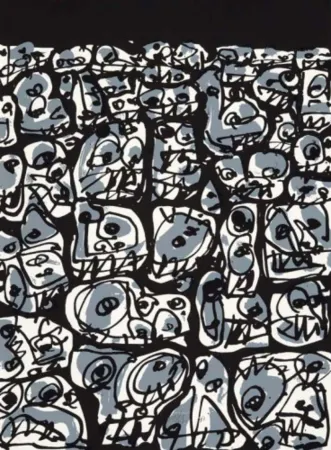 Zeefdruk Saura - Multitud