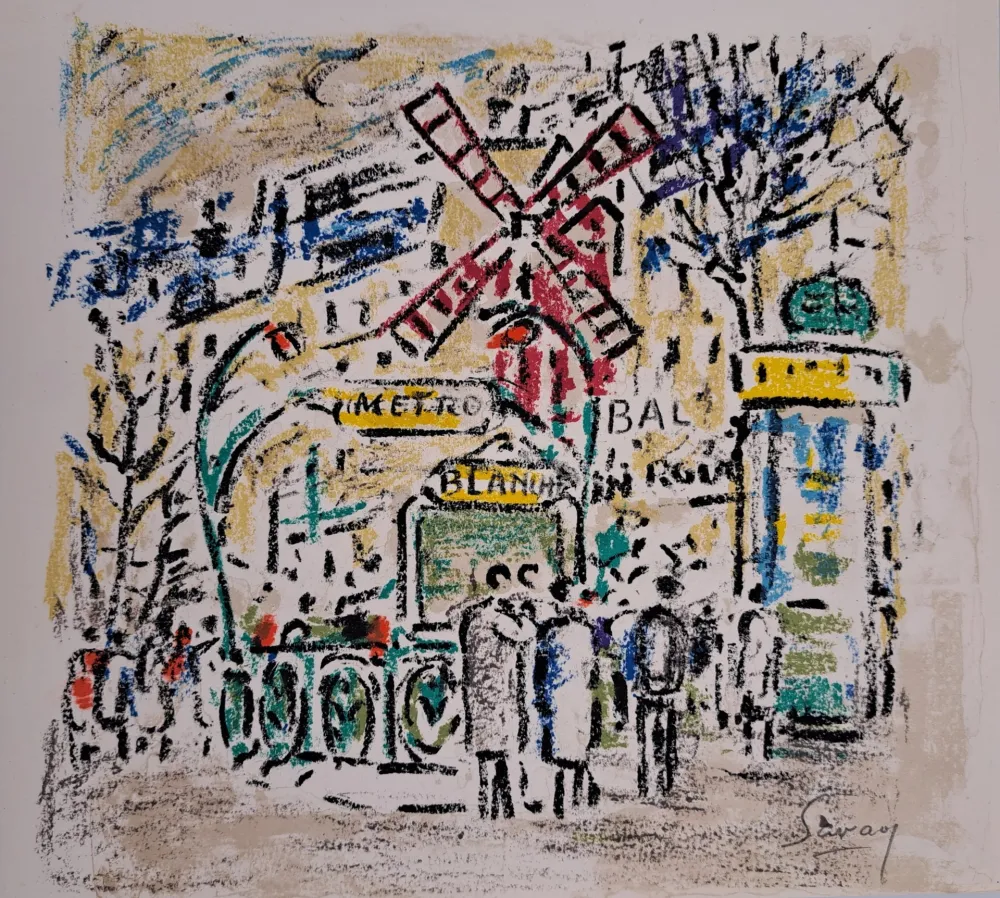 Lithografie Savary - Le Moulin Rouge