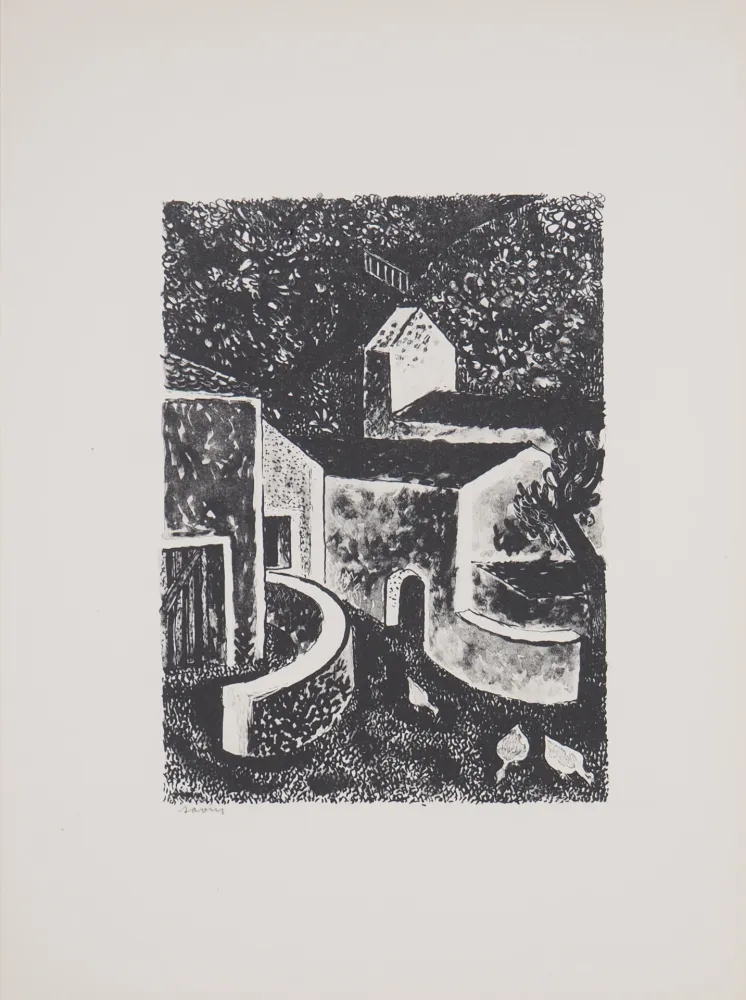 Lithografie Savin  - Normandie, Village dans la Manche