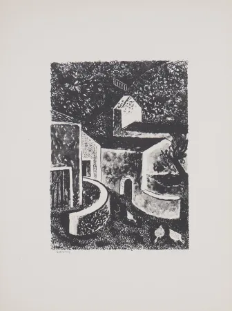 Lithografie Savin  - Normandie, Village dans la Manche