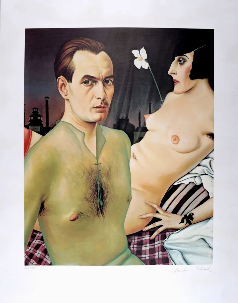 Zeefdruk Schad - Self Portrait with Model, Hand-signed